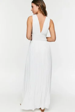 Plunging Smocked Maxi Dress