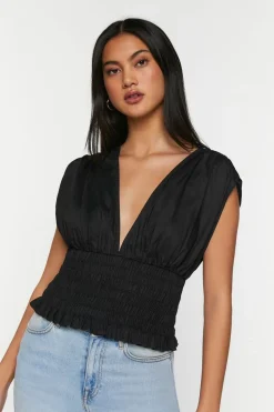 Plunging Smocked Top