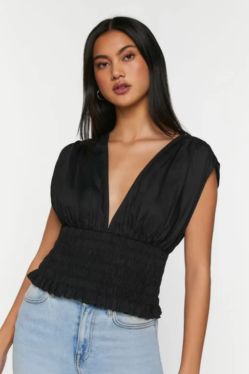 Plunging Smocked Top