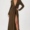 Plunging Twisted Maxi Dress