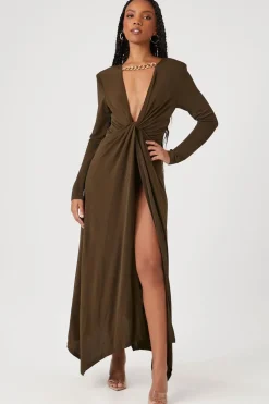 Plunging Twisted Maxi Dress