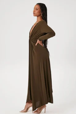 Plunging Twisted Maxi Dress