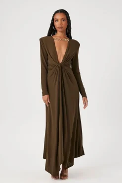 Plunging Twisted Maxi Dress