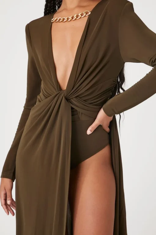 Plunging Twisted Maxi Dress