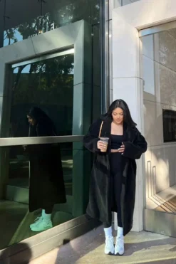 Plush Drop-Sleeve Coat
