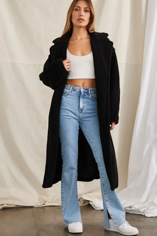 Plush Drop-Sleeve Coat