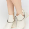Pointed Curb Chain Flare Heel Booties