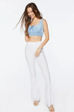 Pointelle High-Rise Flare Pants