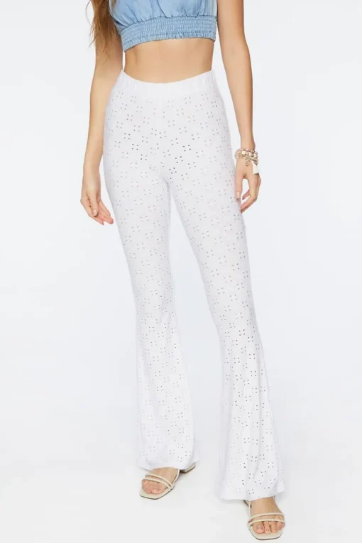 Pointelle High-Rise Flare Pants