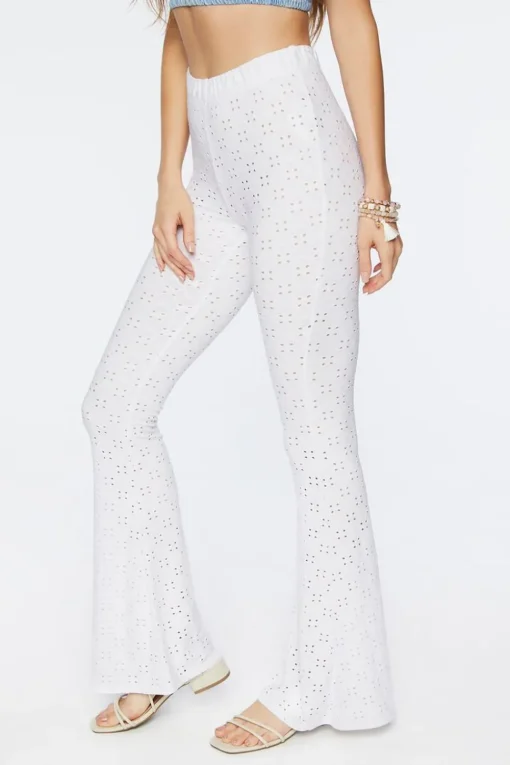 Pointelle High-Rise Flare Pants