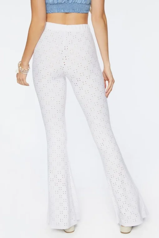 Pointelle High-Rise Flare Pants