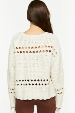 Pointelle Lace-Up Cutout Sweater