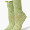 Pointelle Lettuce-Edge Crew Socks