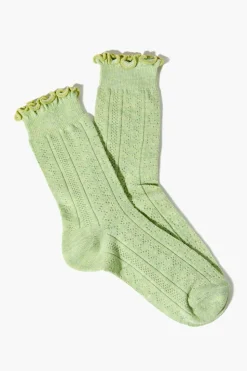 Pointelle Lettuce-Edge Crew Socks