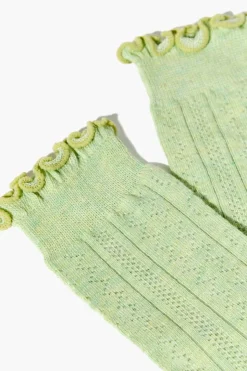 Pointelle Lettuce-Edge Crew Socks
