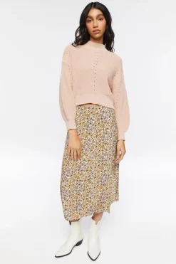 Pointelle Mock Neck Sweater