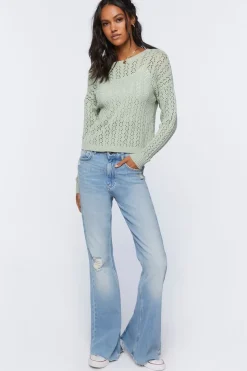 Pointelle Twist-Back Sweater