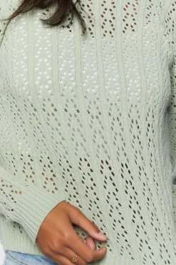 Pointelle Twist-Back Sweater