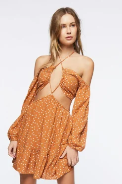 Polka Dot Cutout Mini Dress
