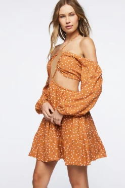 Polka Dot Cutout Mini Dress