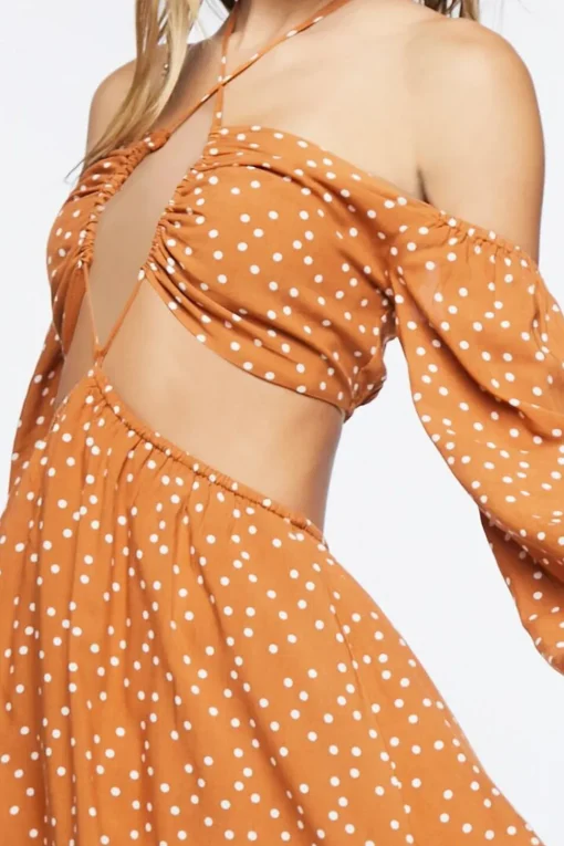 Polka Dot Cutout Mini Dress