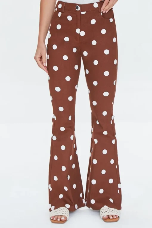 Polka Dot Print Flare Pants