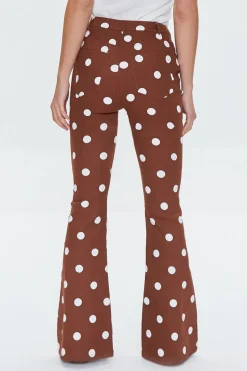 Polka Dot Print Flare Pants