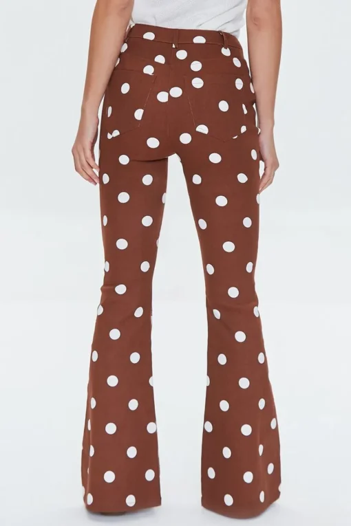 Polka Dot Print Flare Pants