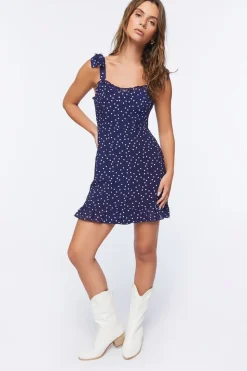 Polka Dot Print Sweetheart Dress