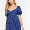 Polka Dot Puff-Sleeve Mini Dress
