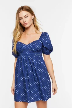 Polka Dot Puff-Sleeve Mini Dress