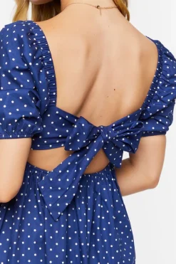Polka Dot Puff-Sleeve Mini Dress