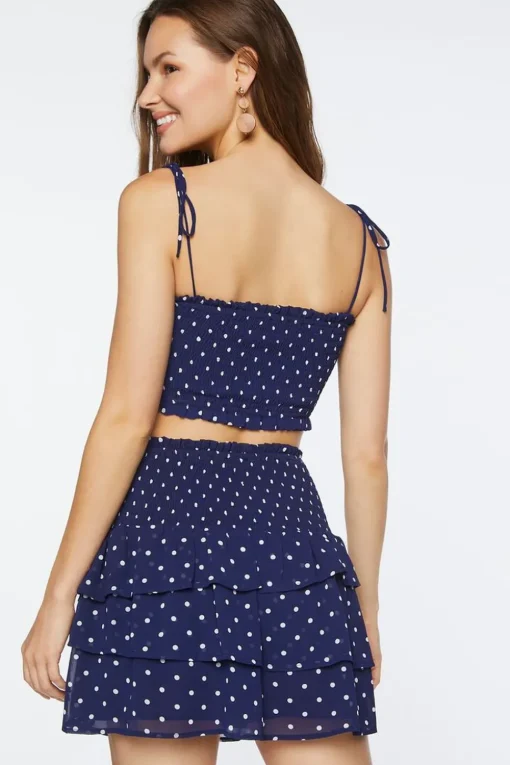 Polka Dot Tie-Strap Cami & Skirt Set