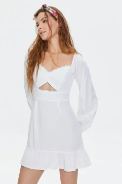 Pom Pom Cutout Mini Dress