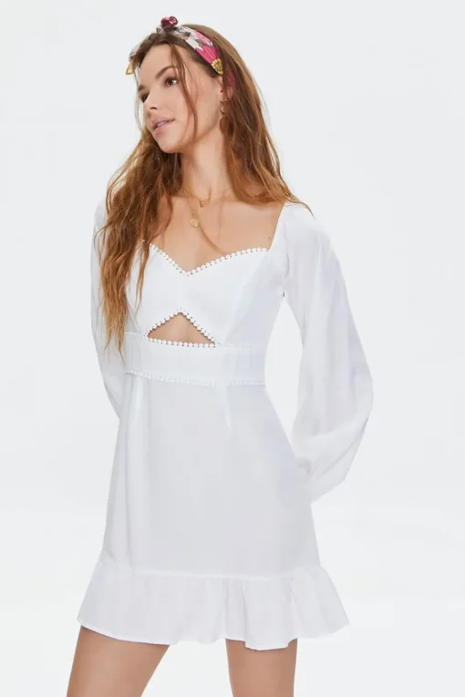 Pom Pom Cutout Mini Dress