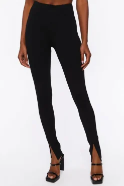 Ponte Split-Hem Skinny Pants