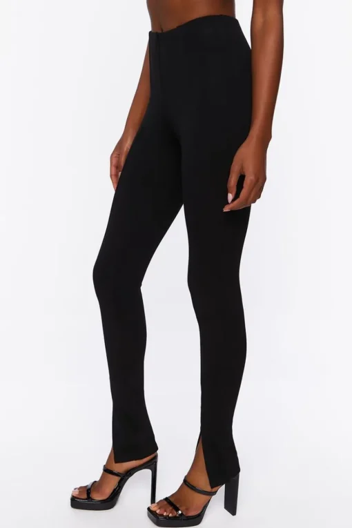 Ponte Split-Hem Skinny Pants