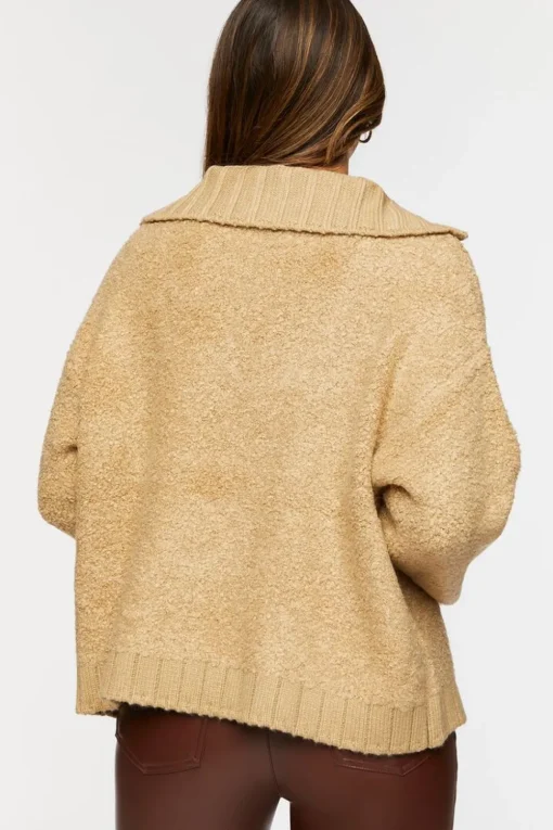 Popcorn Knit Half-Zip Sweater