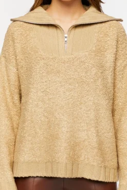 Popcorn Knit Half-Zip Sweater