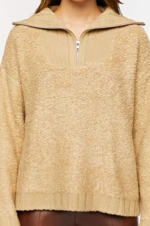 Popcorn Knit Half-Zip Sweater