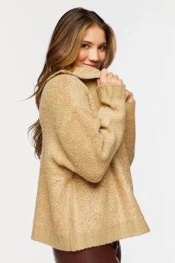 Popcorn Knit Half-Zip Sweater