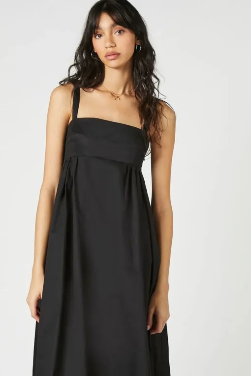 Poplin Babydoll Maxi Dress