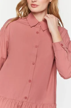 Poplin Drop-Waist Shirt Dress