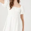 Poplin Peasant Mini Dress