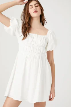 Poplin Peasant Mini Dress