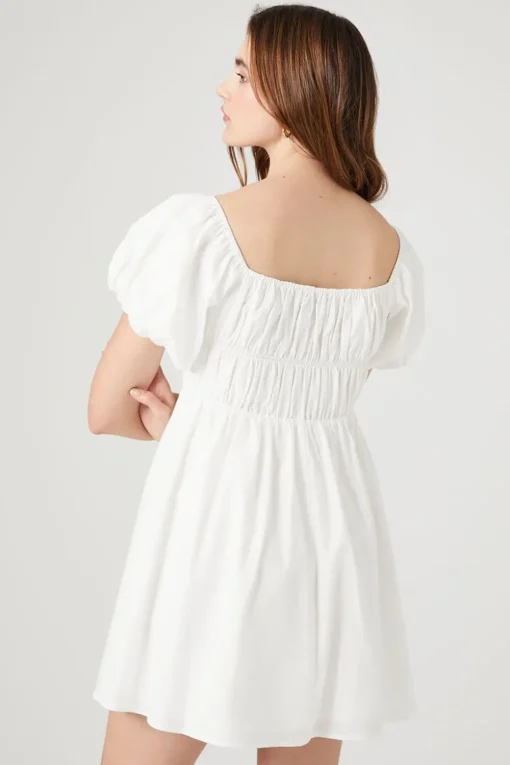 Poplin Peasant Mini Dress