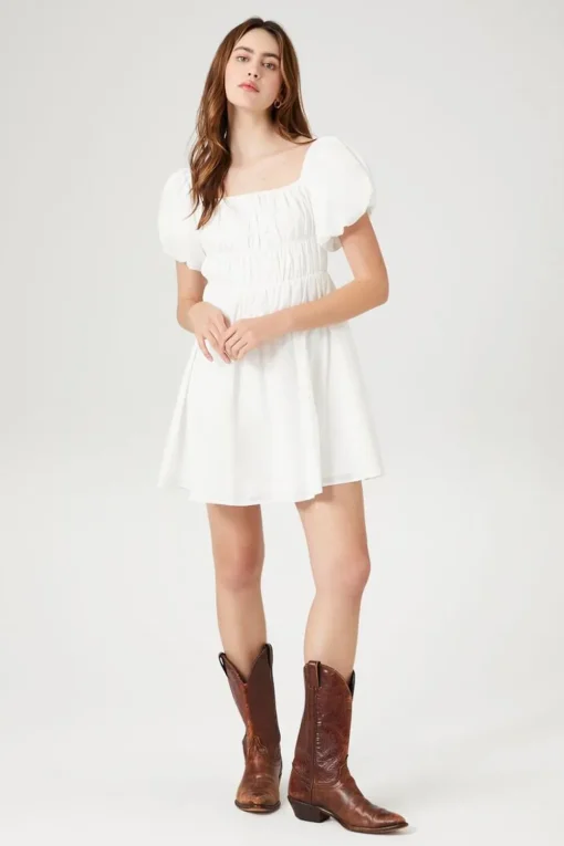 Poplin Peasant Mini Dress
