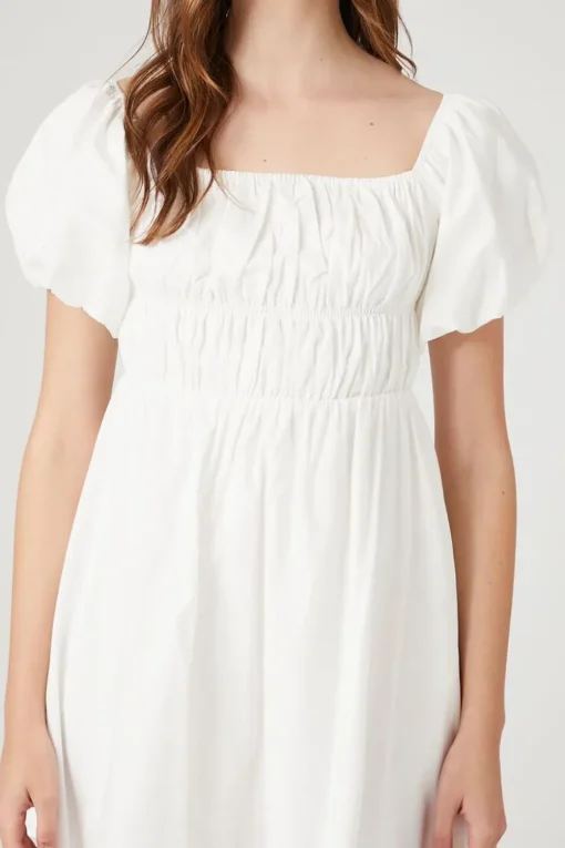 Poplin Peasant Mini Dress