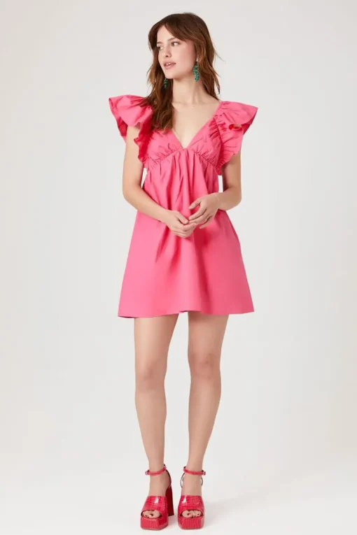 Poplin Ruffled Babydoll Dress