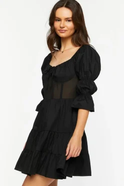Poplin Tiered Mini Dress